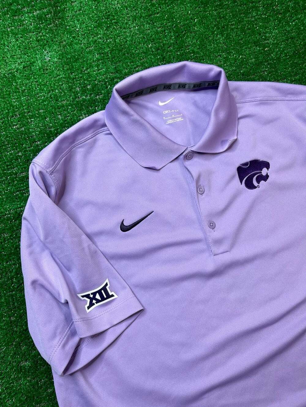 Nike Kansas State Wildcats Polo Size M Lavender Dri-FIT Varsity